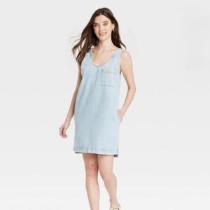 Universal Thread Denim Sleeveless Tank Mini Dress Light Wash Blue Womens Large